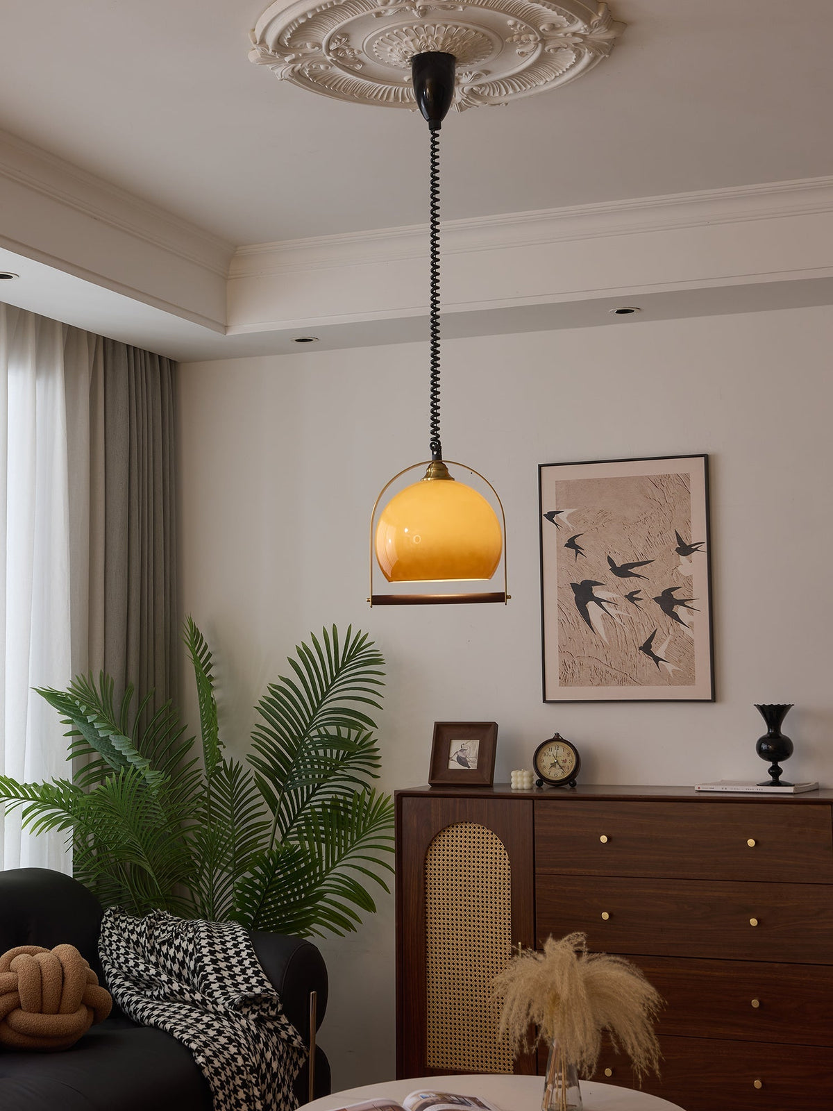Halcyon lámpara colgante moderna minimalista de madera con arco