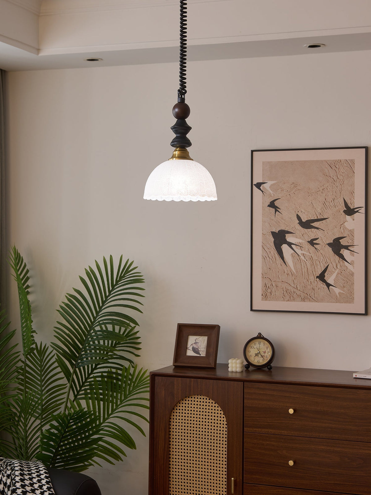 Halcyon lámpara colgante moderna minimalista de madera con arco