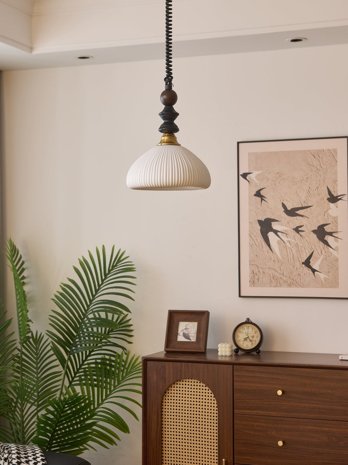 Halcyon lámpara colgante moderna minimalista de madera con arco
