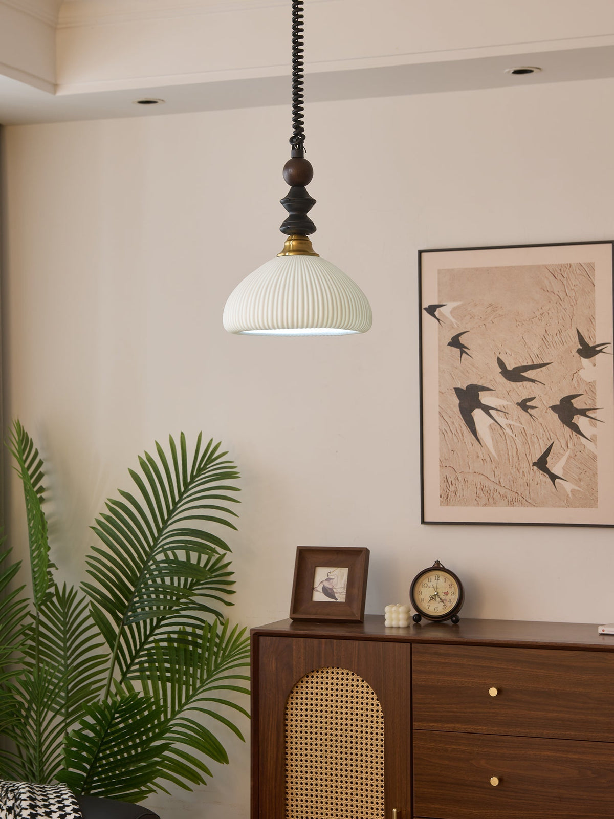 Halcyon lámpara colgante moderna minimalista de madera con arco