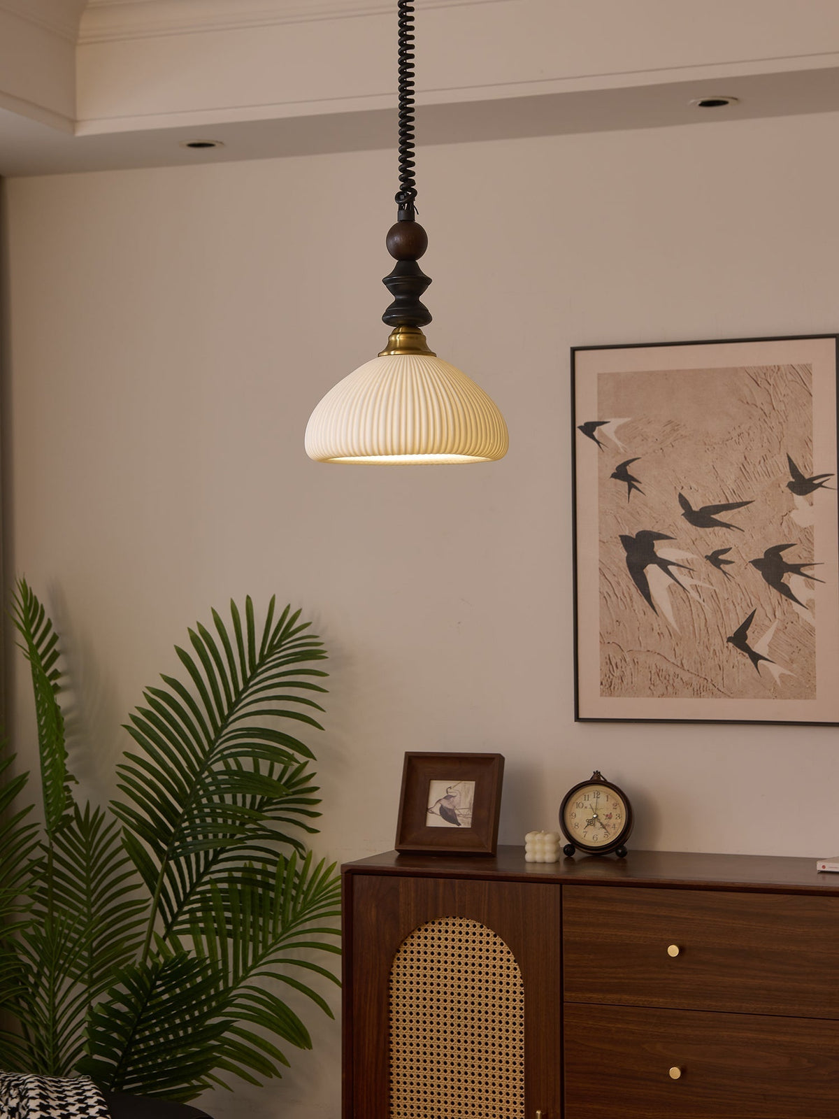 Halcyon lámpara colgante moderna minimalista de madera con arco