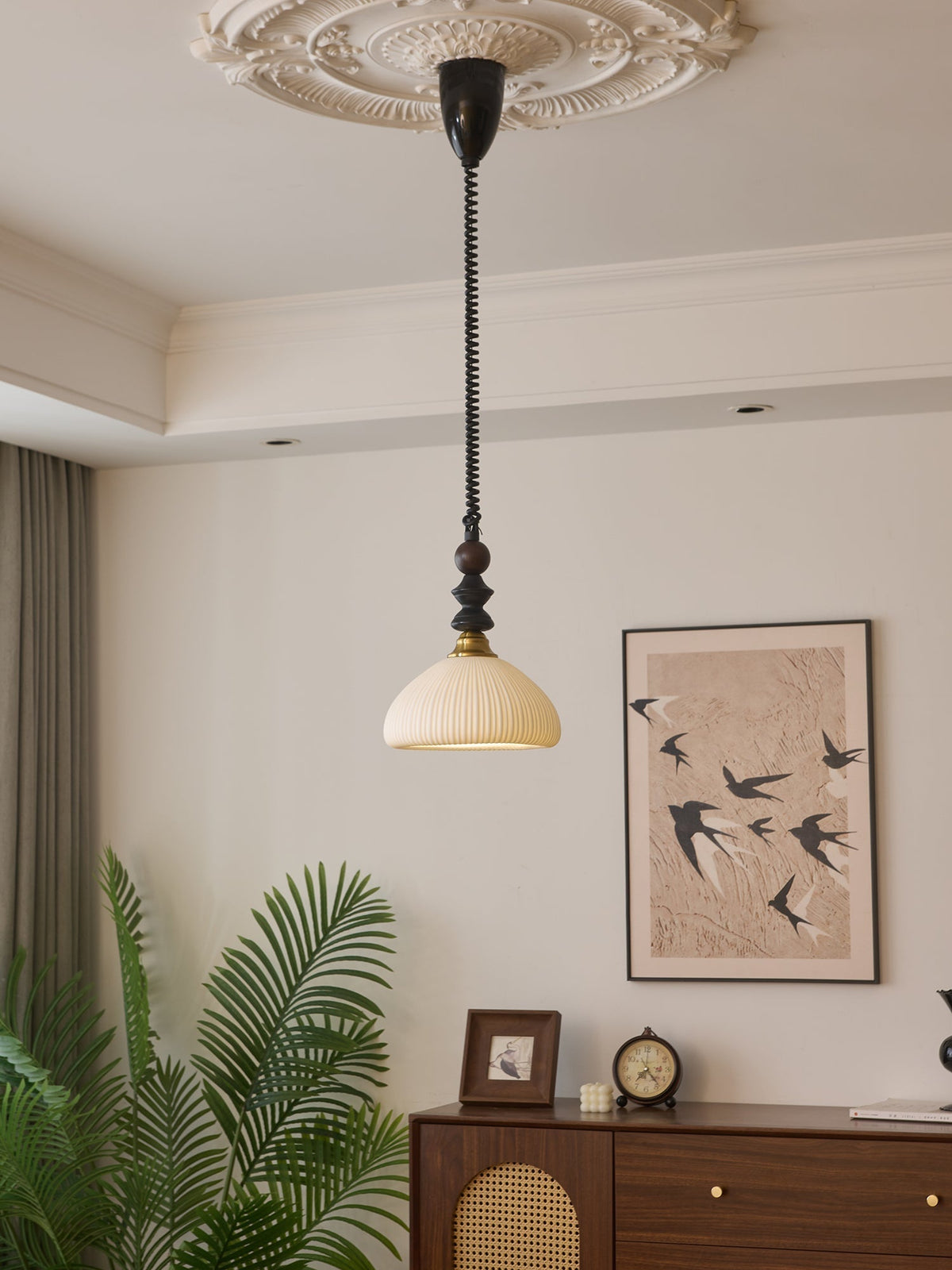Halcyon lámpara colgante moderna minimalista de madera con arco