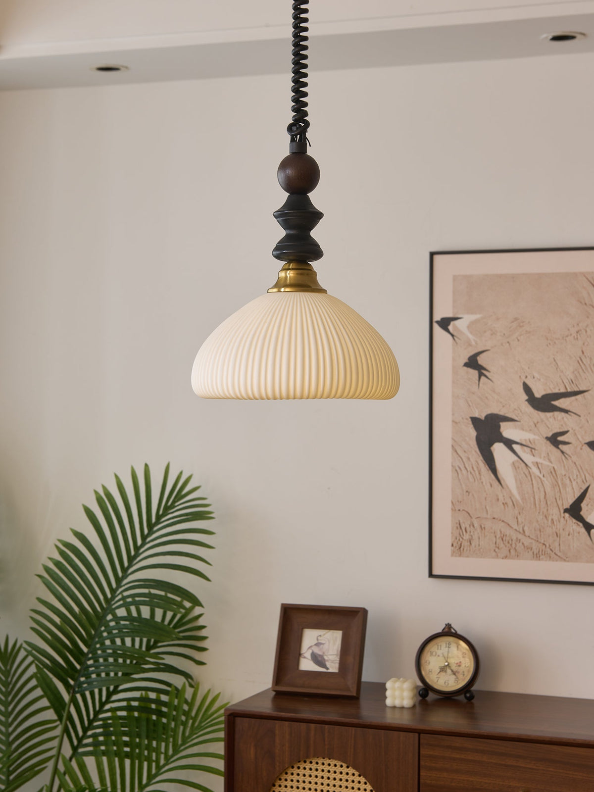 Halcyon lámpara colgante moderna minimalista de madera con arco