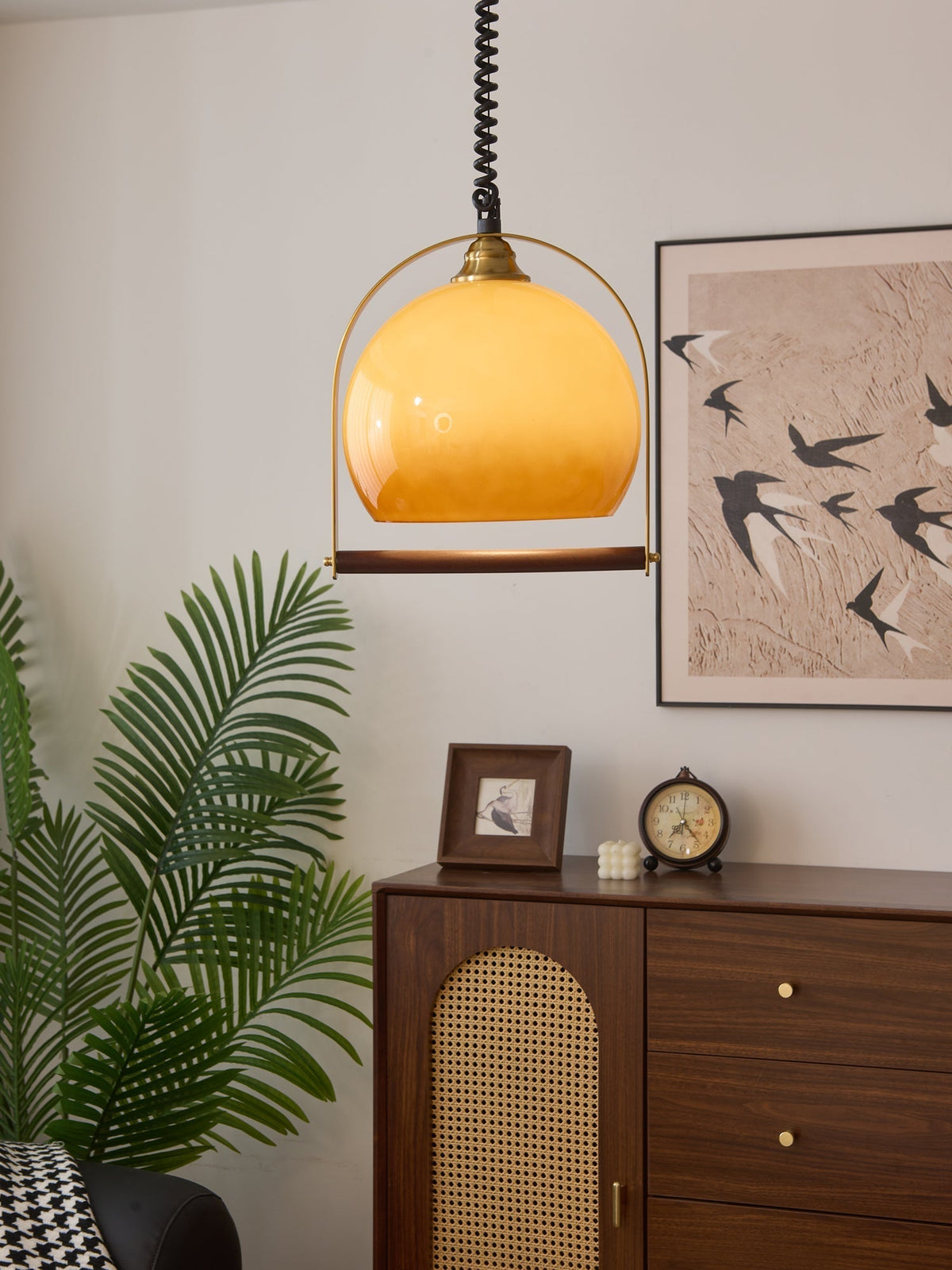 Halcyon lámpara colgante moderna minimalista de madera con arco
