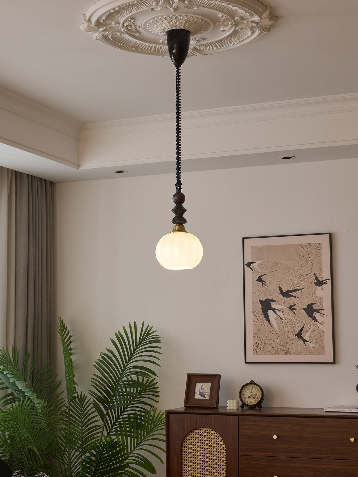 Halcyon lámpara colgante moderna minimalista de madera con arco