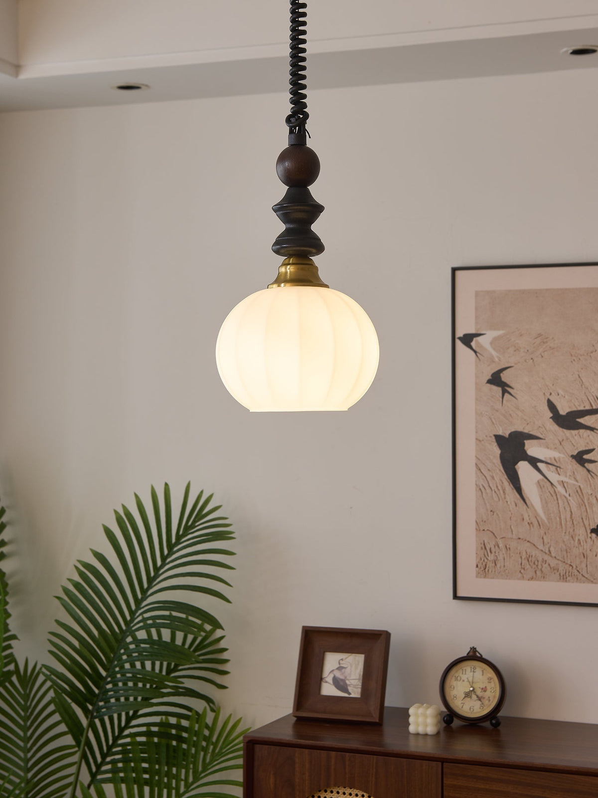 Halcyon lámpara colgante moderna minimalista de madera con arco