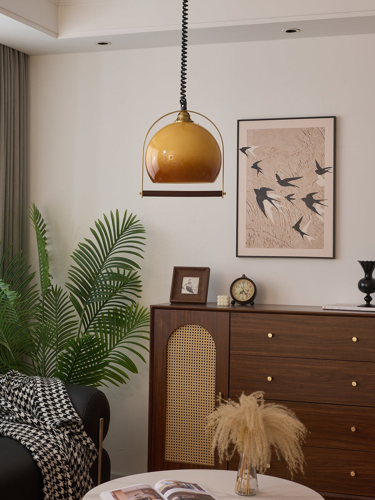 Halcyon lámpara colgante moderna minimalista de madera con arco