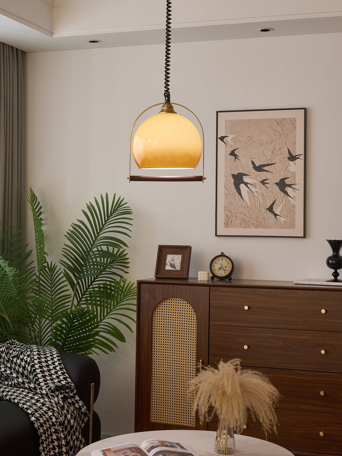 Halcyon lámpara colgante moderna minimalista de madera con arco