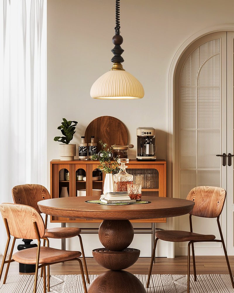 Halcyon lámpara colgante moderna minimalista de madera con arco