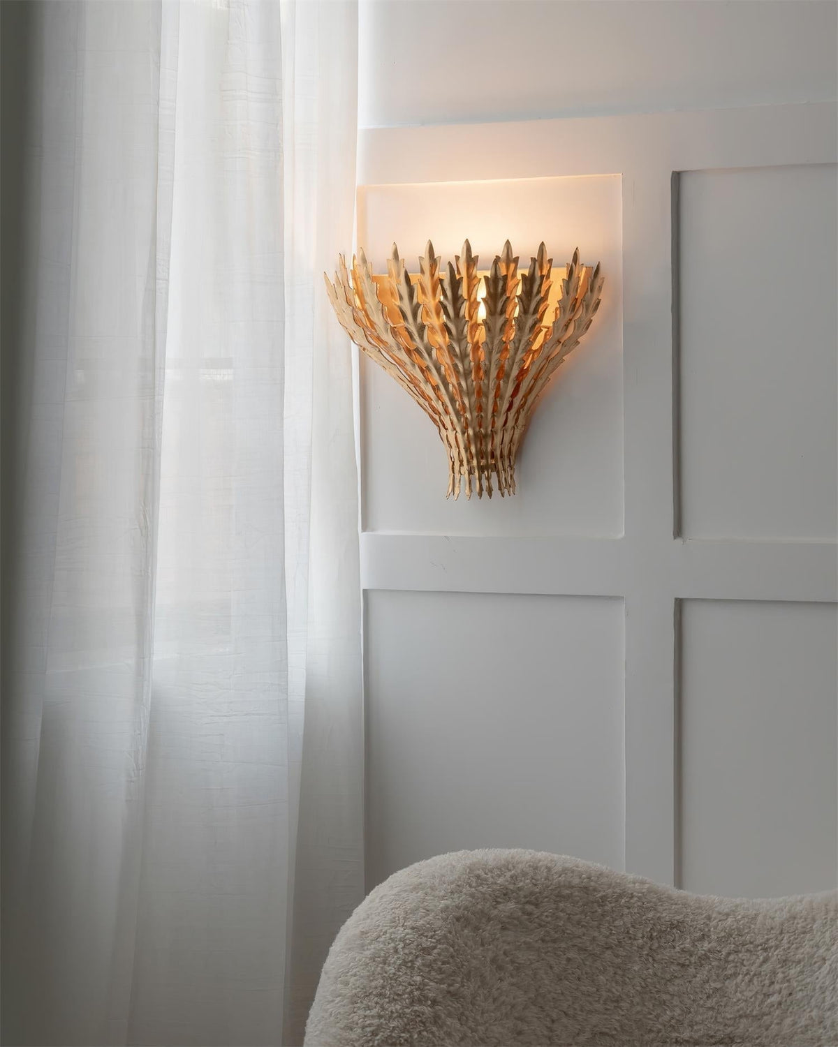 Hampton aplique de pared con motivo de hoja artesanal elegante