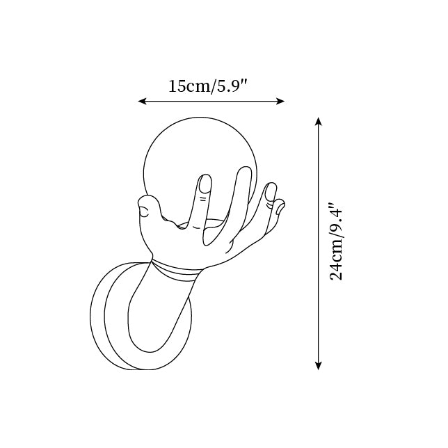 Aplique de pared con cuerpo de polímero y forma manual, pantalla esférica de madera esfera
