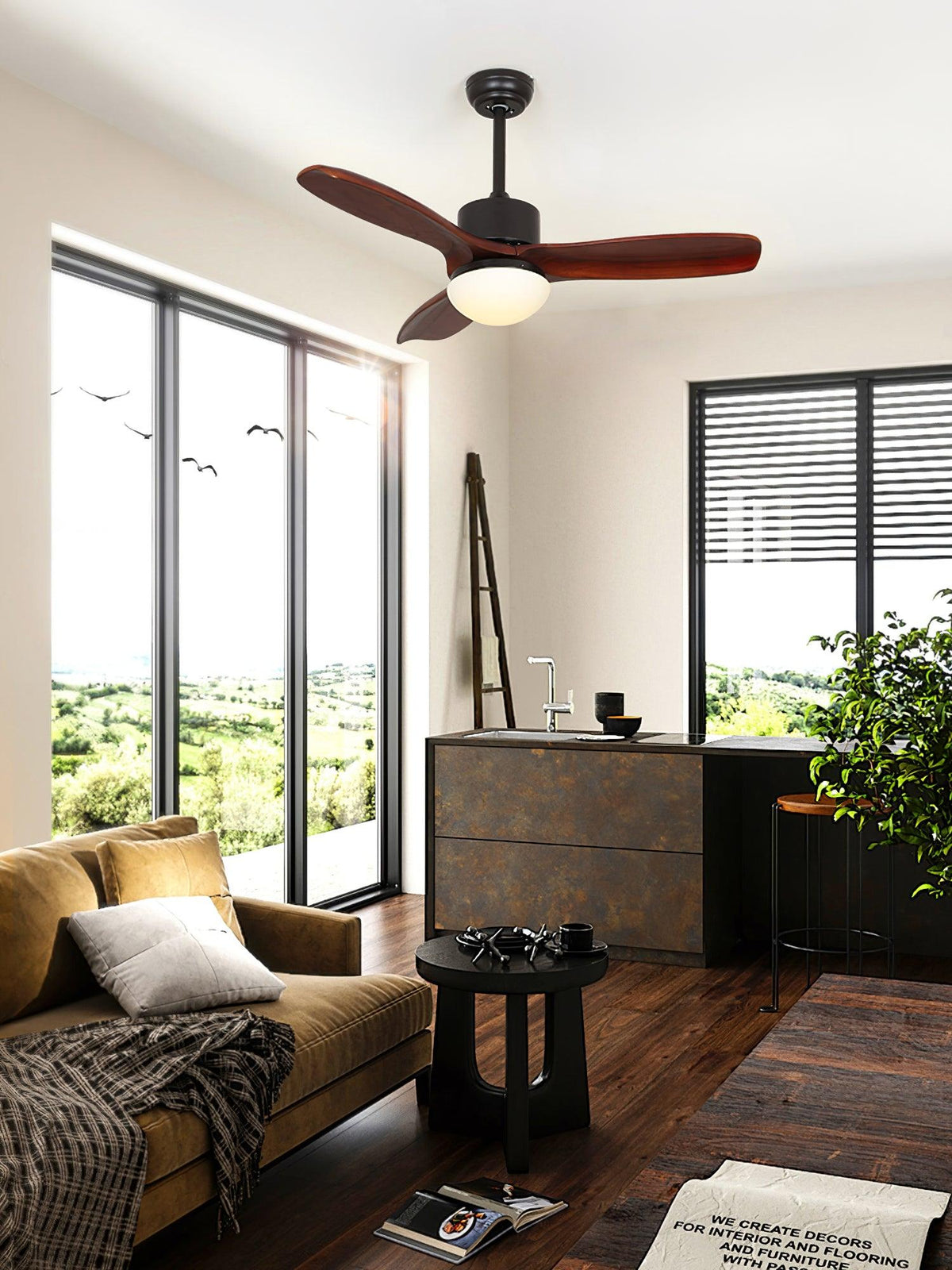 Norirora ventilador de techo con luz elegancia Natural