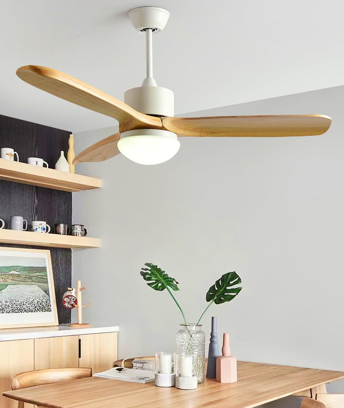 Norirora ventilador de techo con luz elegancia Natural