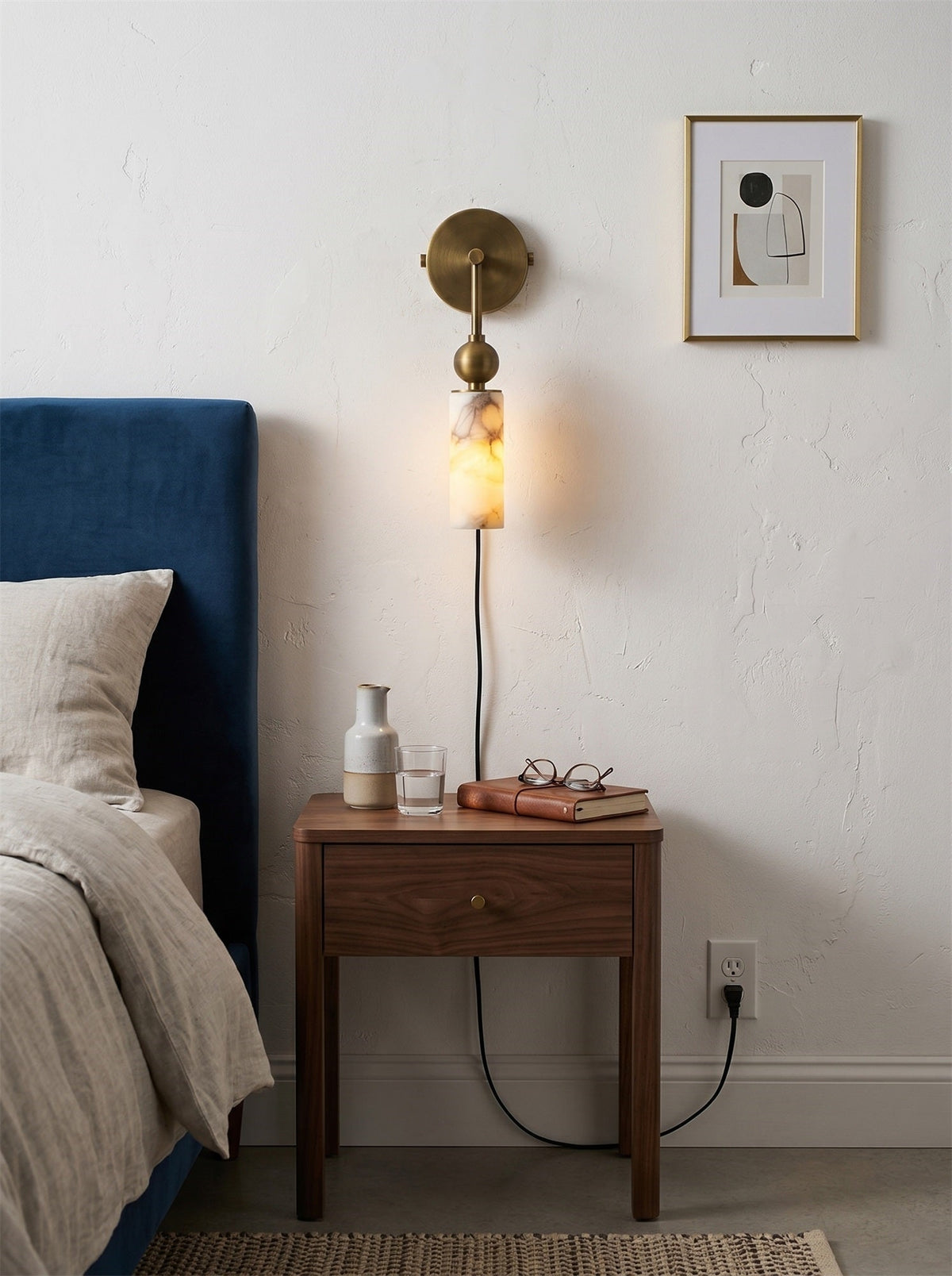 Eiraina aplique de pared en alabastro con enchufe enchufable
