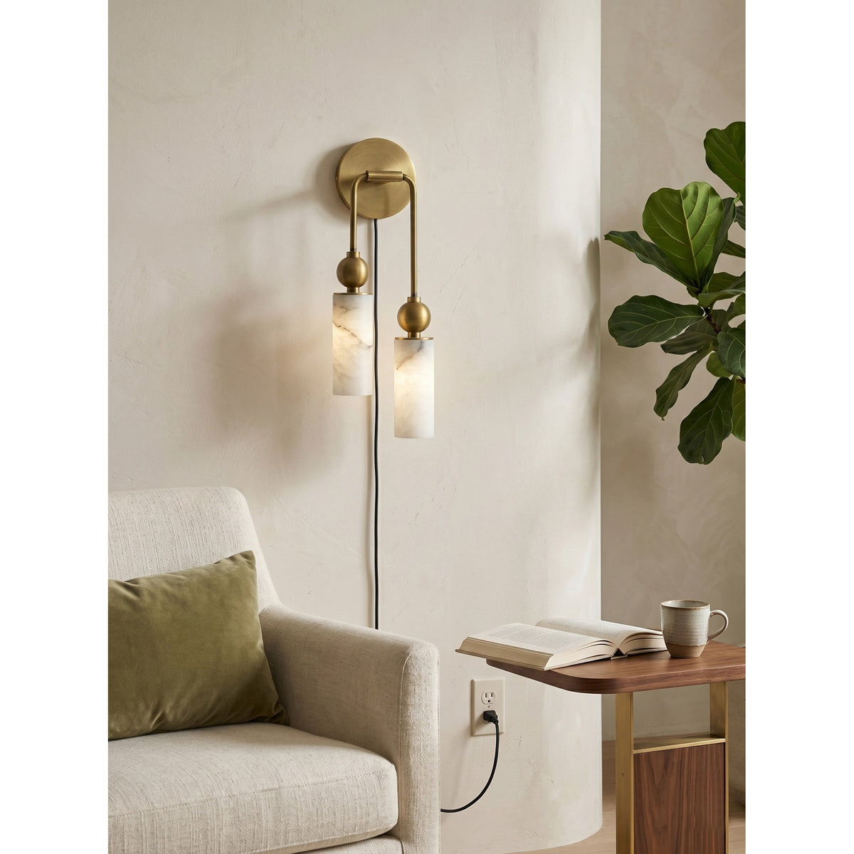 Eiraina aplique de pared en alabastro con enchufe enchufable
