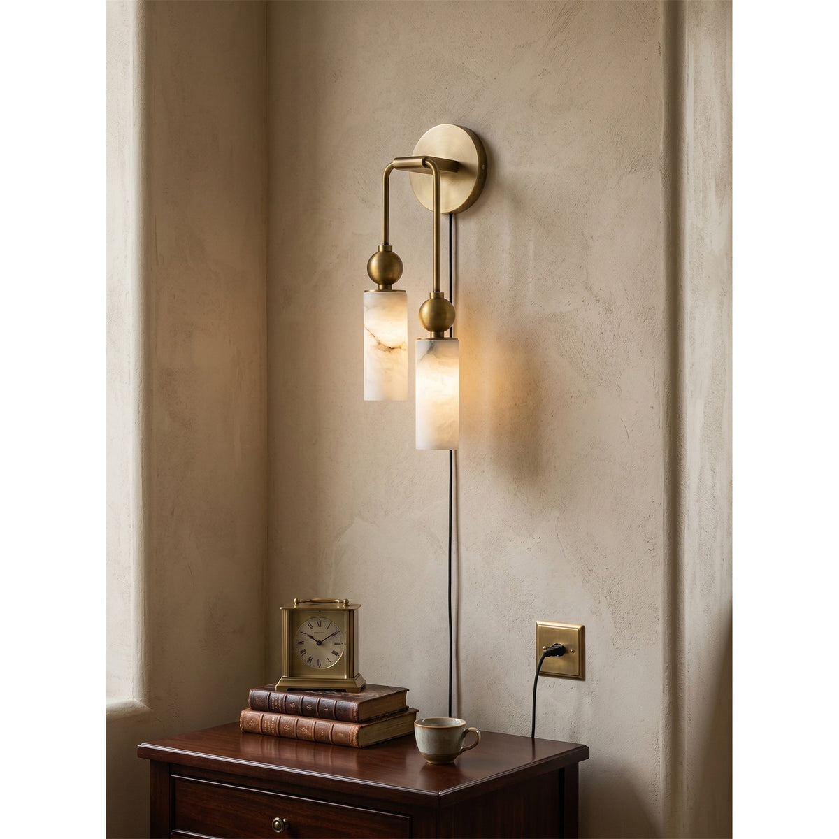 Eiraina aplique de pared en alabastro con enchufe enchufable