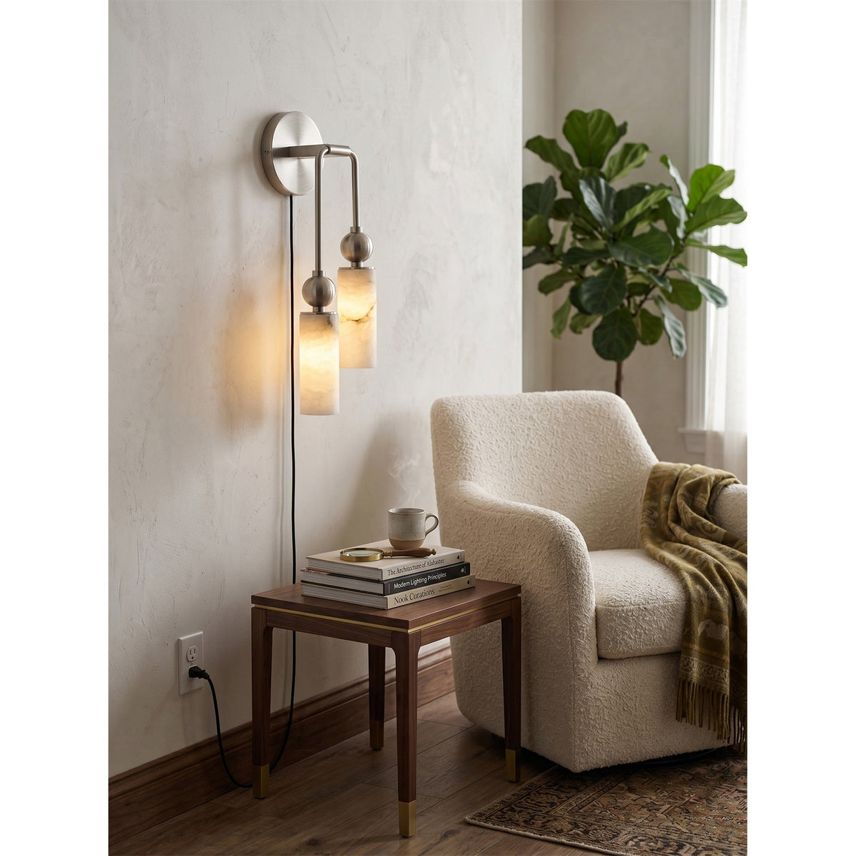 Eiraina aplique de pared en alabastro con enchufe enchufable