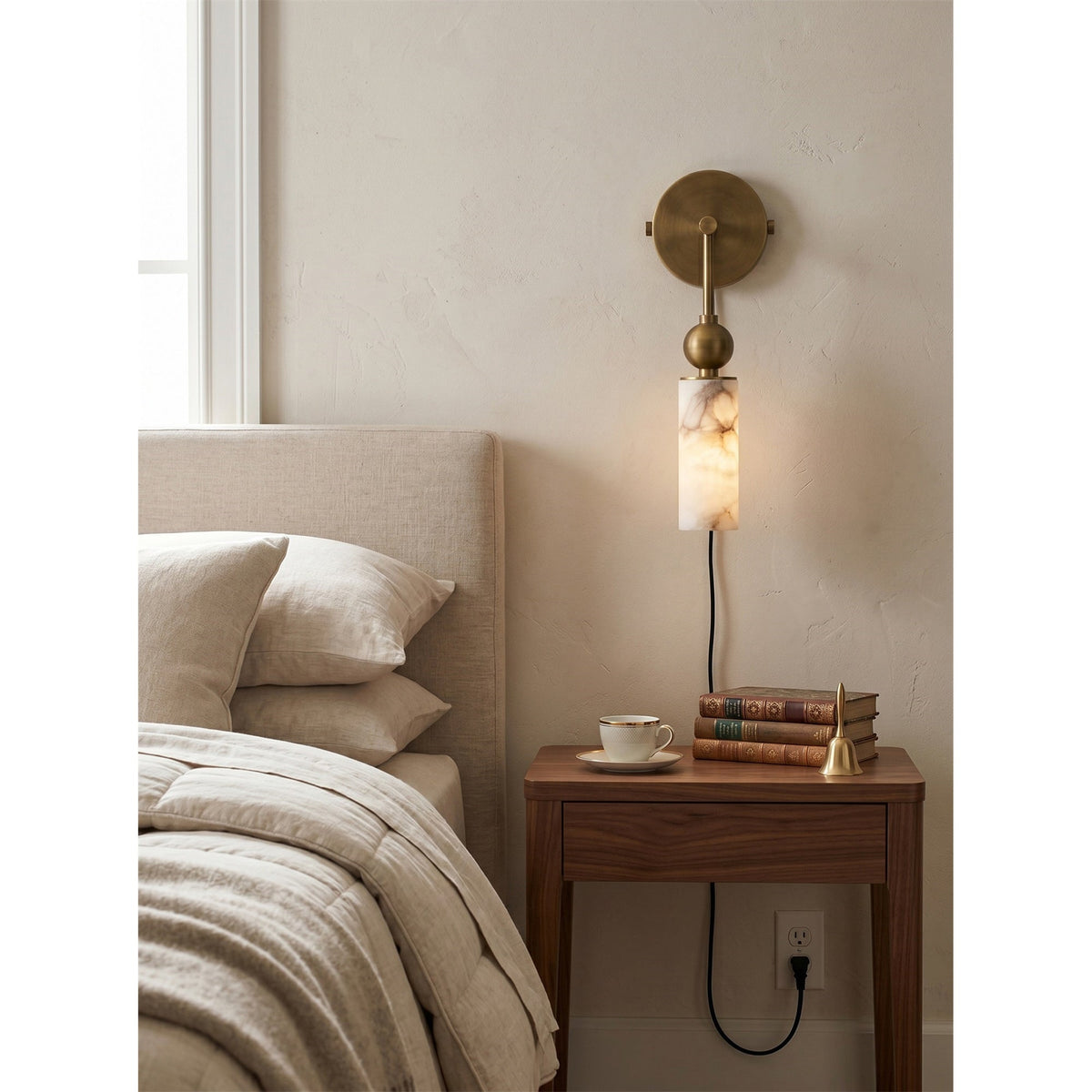 Eiraina aplique de pared en alabastro con enchufe enchufable