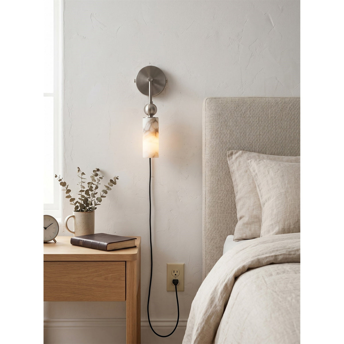 Eiraina aplique de pared en alabastro con enchufe enchufable