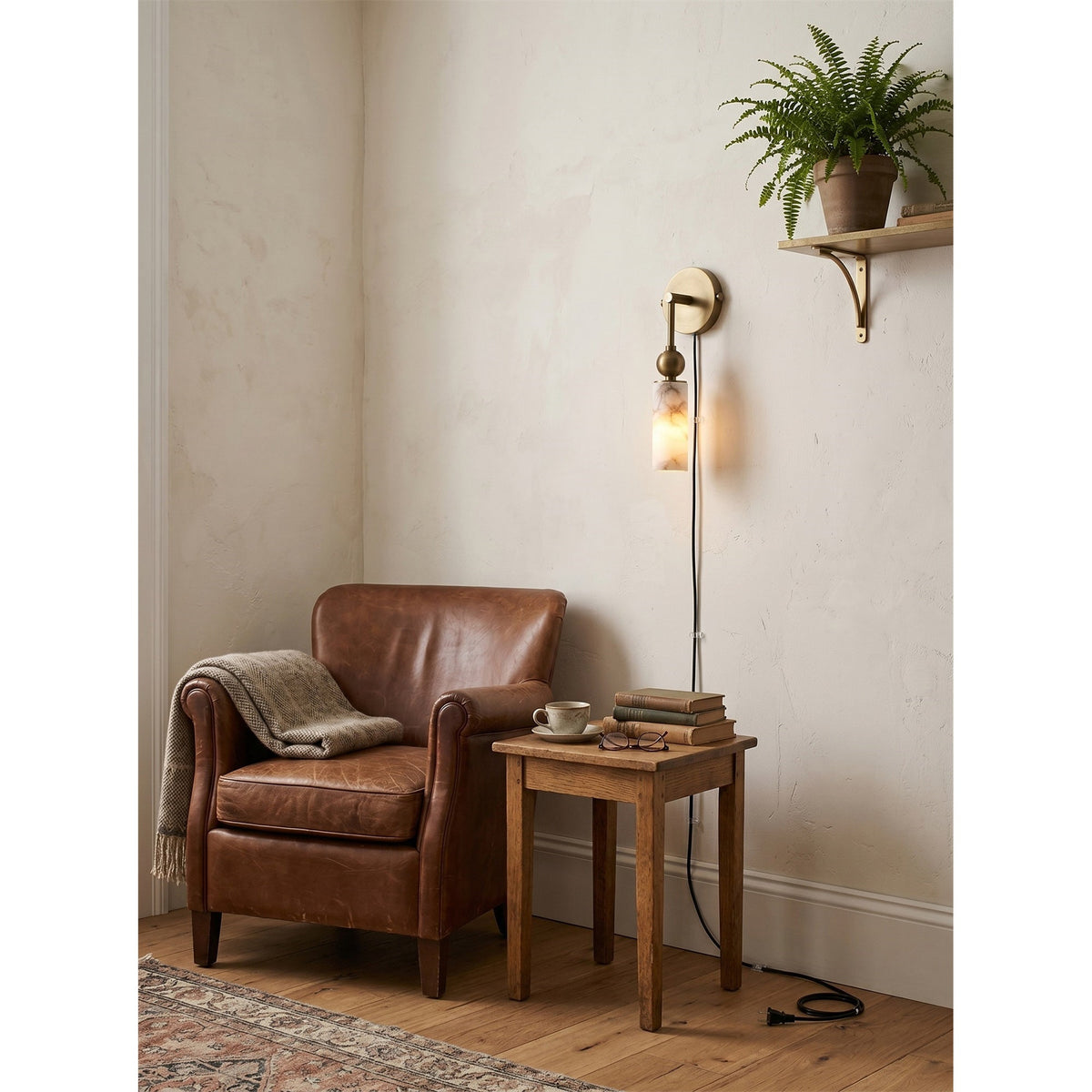 Eiraina aplique de pared en alabastro con enchufe enchufable