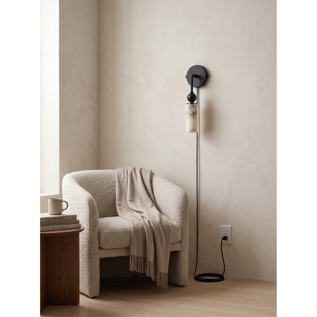 Eiraina aplique de pared en alabastro con enchufe enchufable