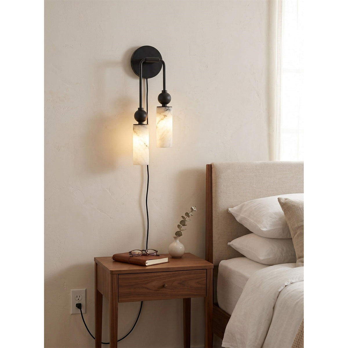 Eiraina aplique de pared en alabastro con enchufe enchufable