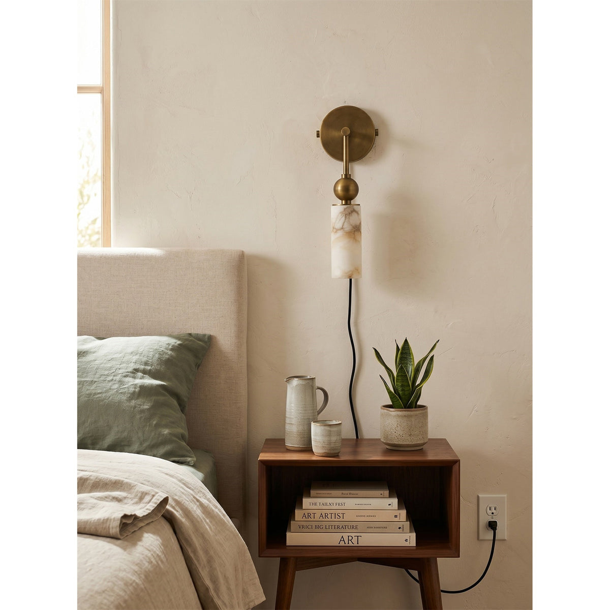 Eiraina aplique de pared en alabastro con enchufe enchufable