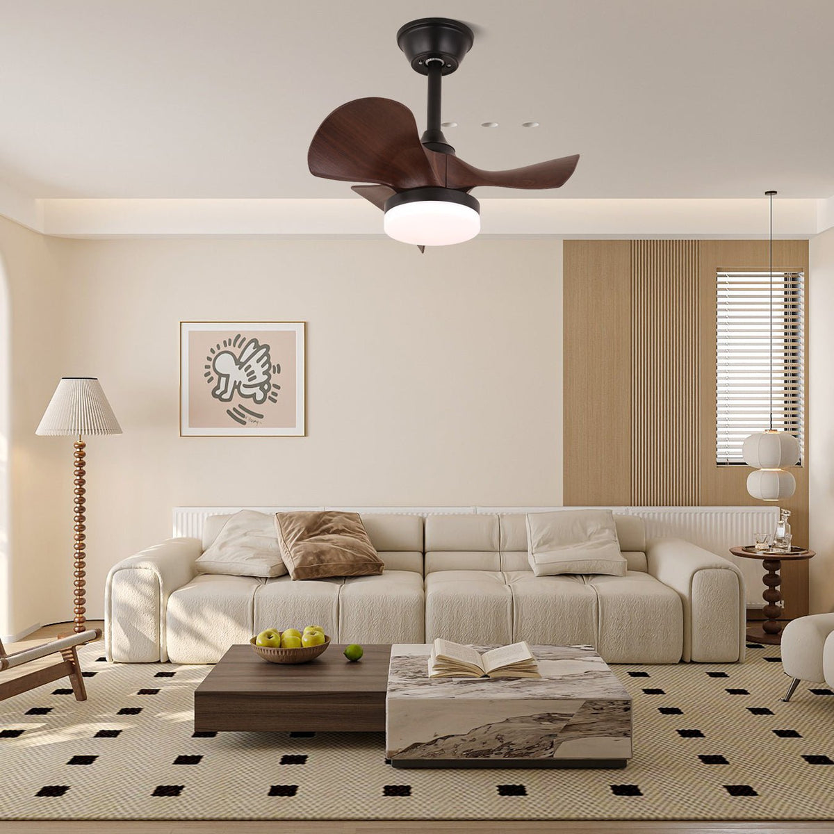 Neriah ventilador de techo con luz moderno de madera