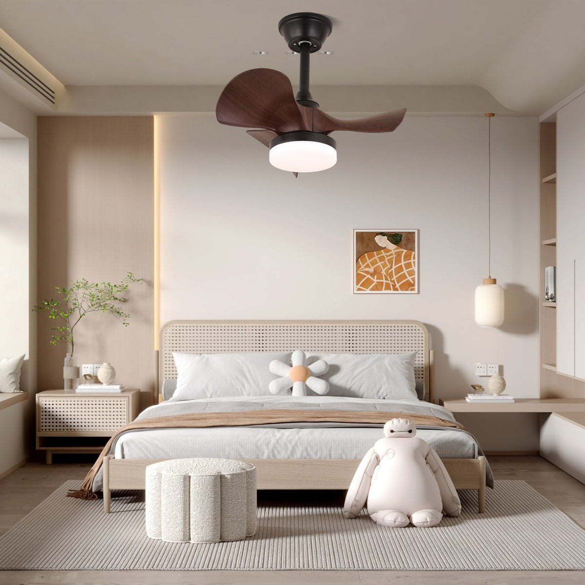 Neriah ventilador de techo con luz moderno de madera