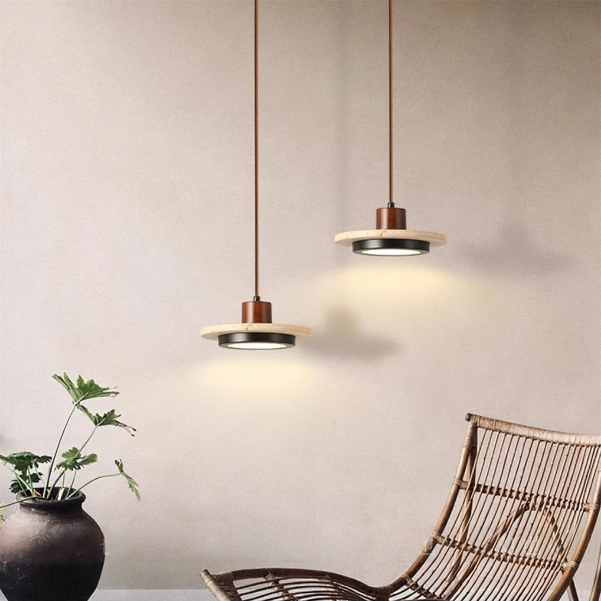 Valen lámpara colgante de travertino LED