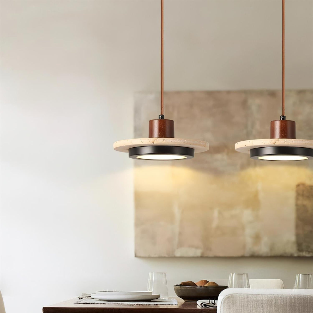 Valen lámpara colgante de travertino LED