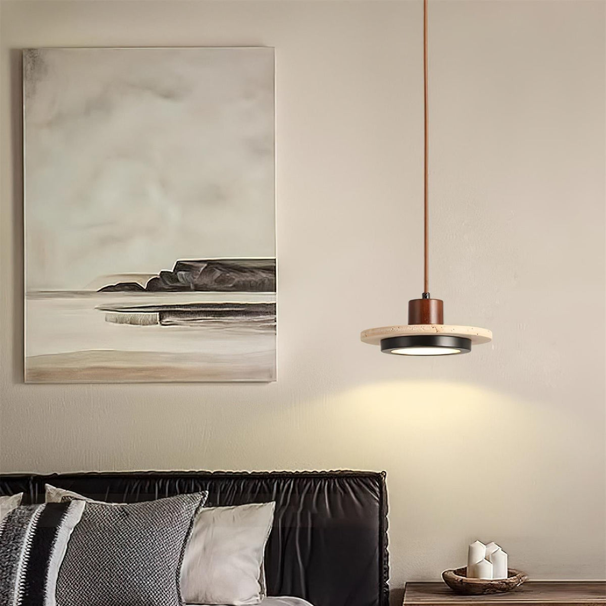 Valen lámpara colgante de travertino LED