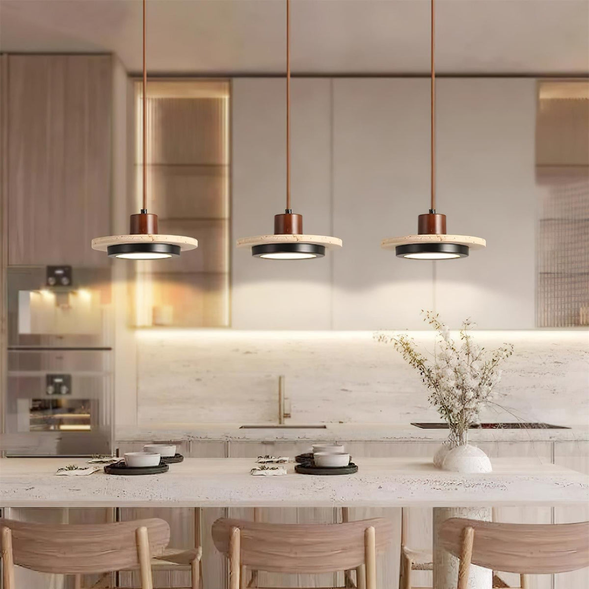 Valen lámpara colgante de travertino LED