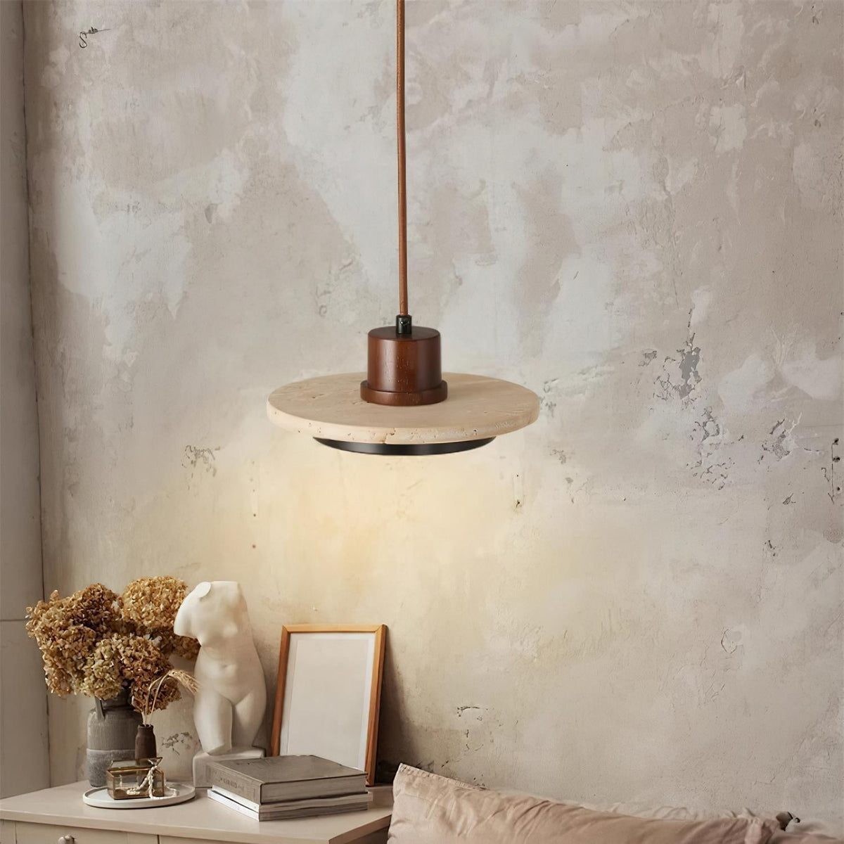 Valen lámpara colgante de travertino LED