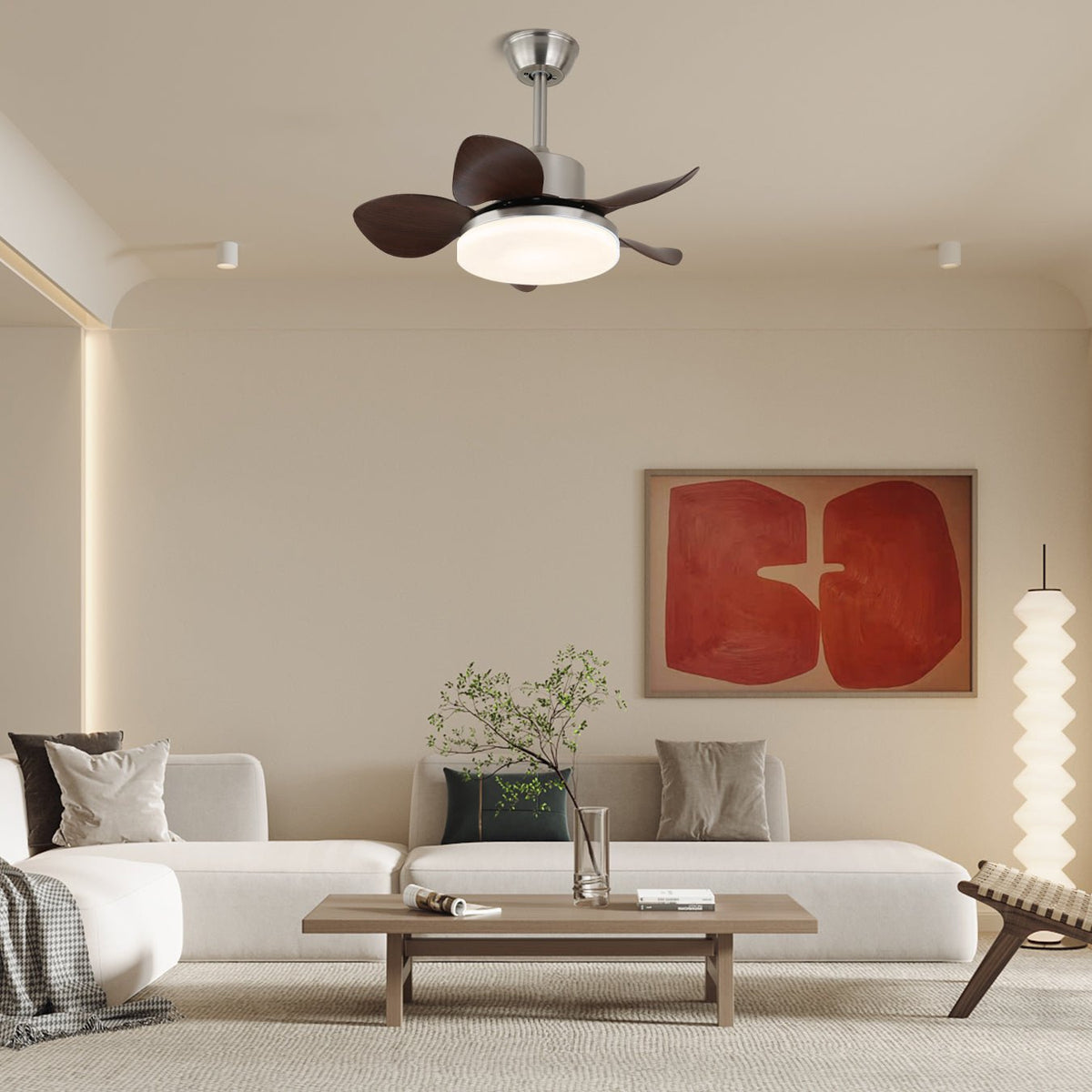 Rinelel ventilador de techo con luz de madera