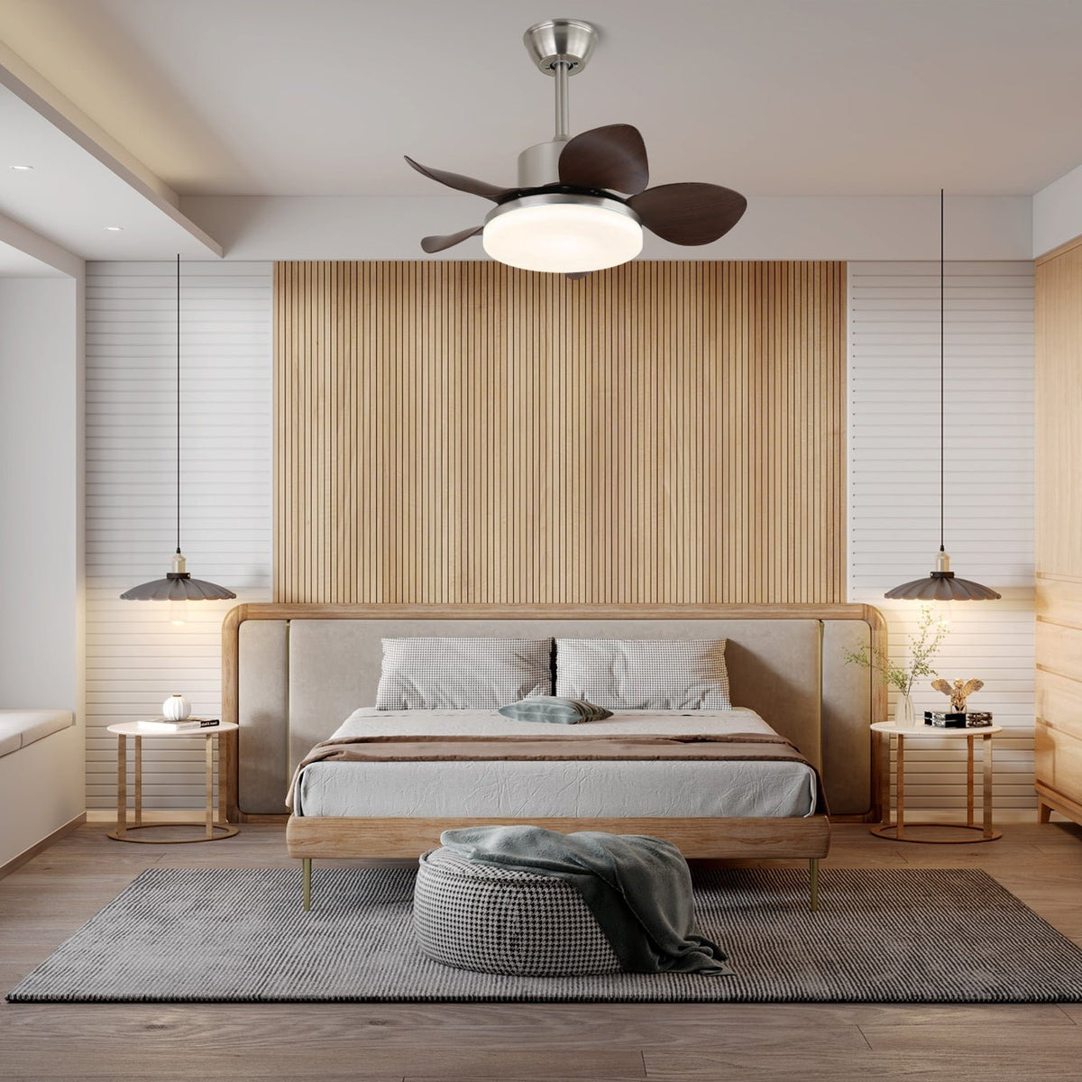 Rinelel ventilador de techo con luz de madera