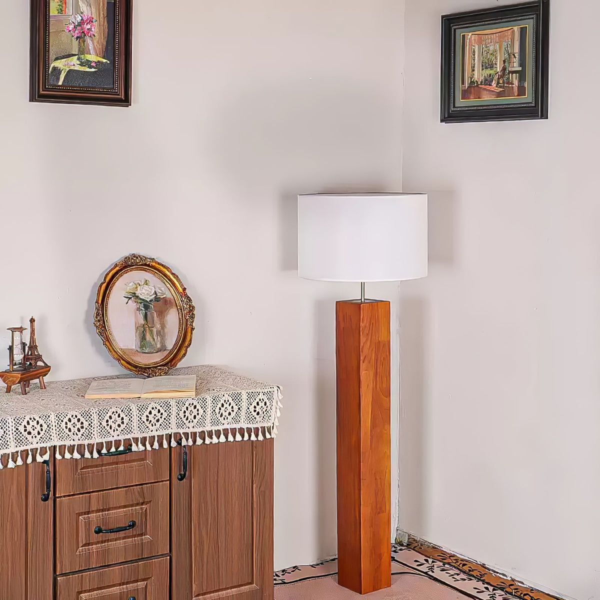 Timberline lámpara de pie de madera y tejido