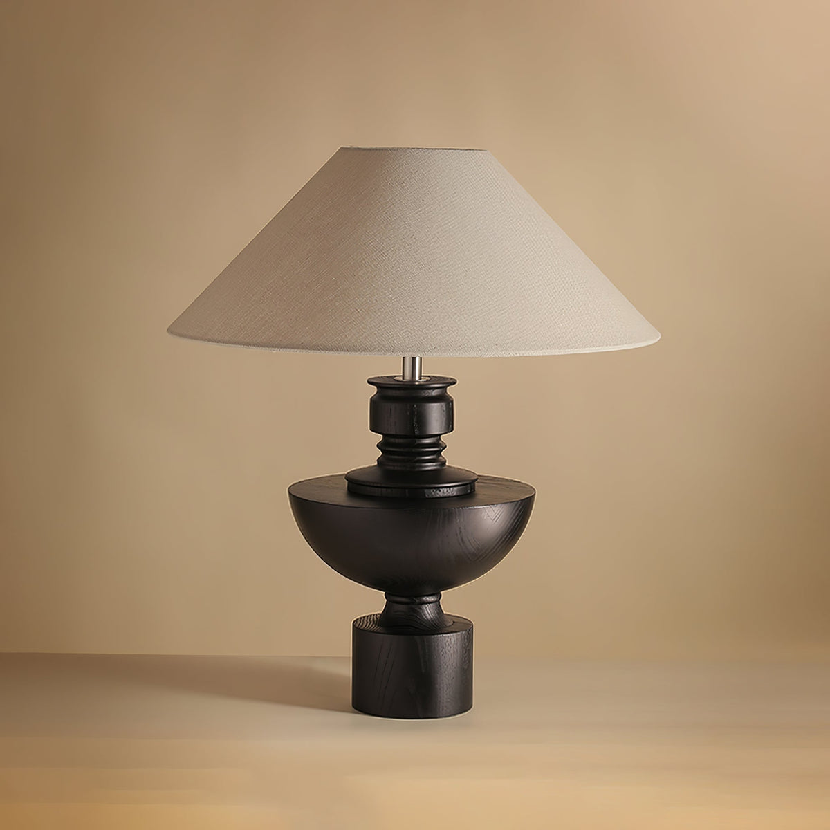 Dunell lámpara de mesa de madera y tejido vintage