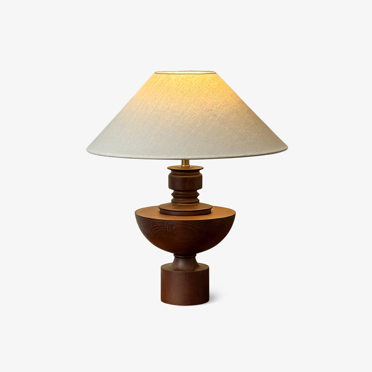 Dunell lámpara de mesa de madera y tejido vintage