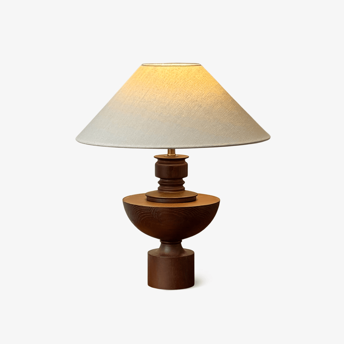 Dunell lámpara de mesa de madera y tejido vintage