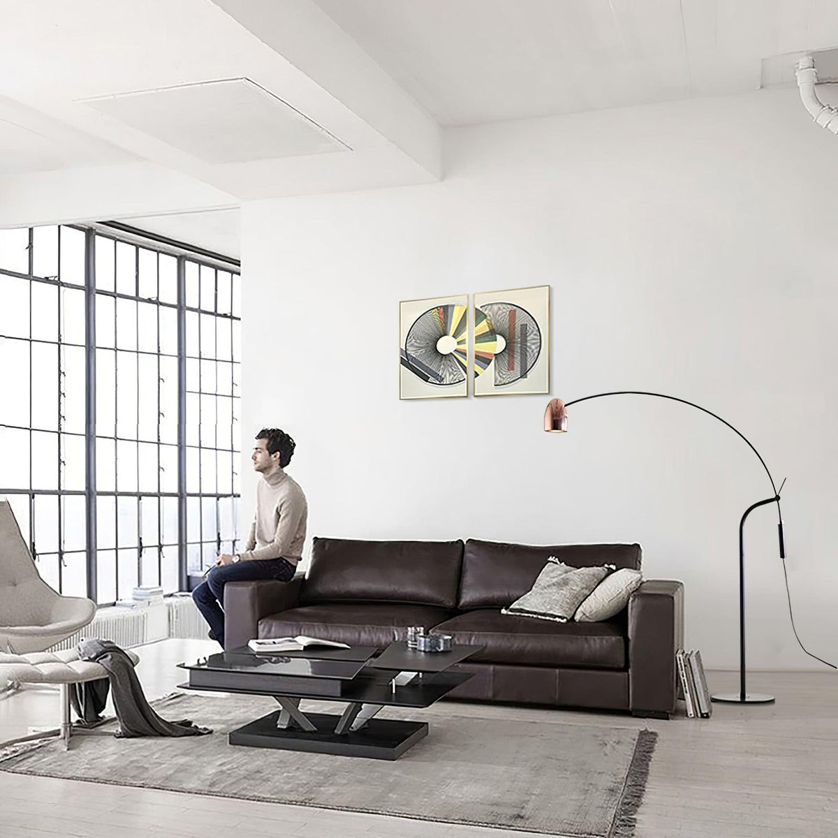 Lámpara de pie moderna Arc LED