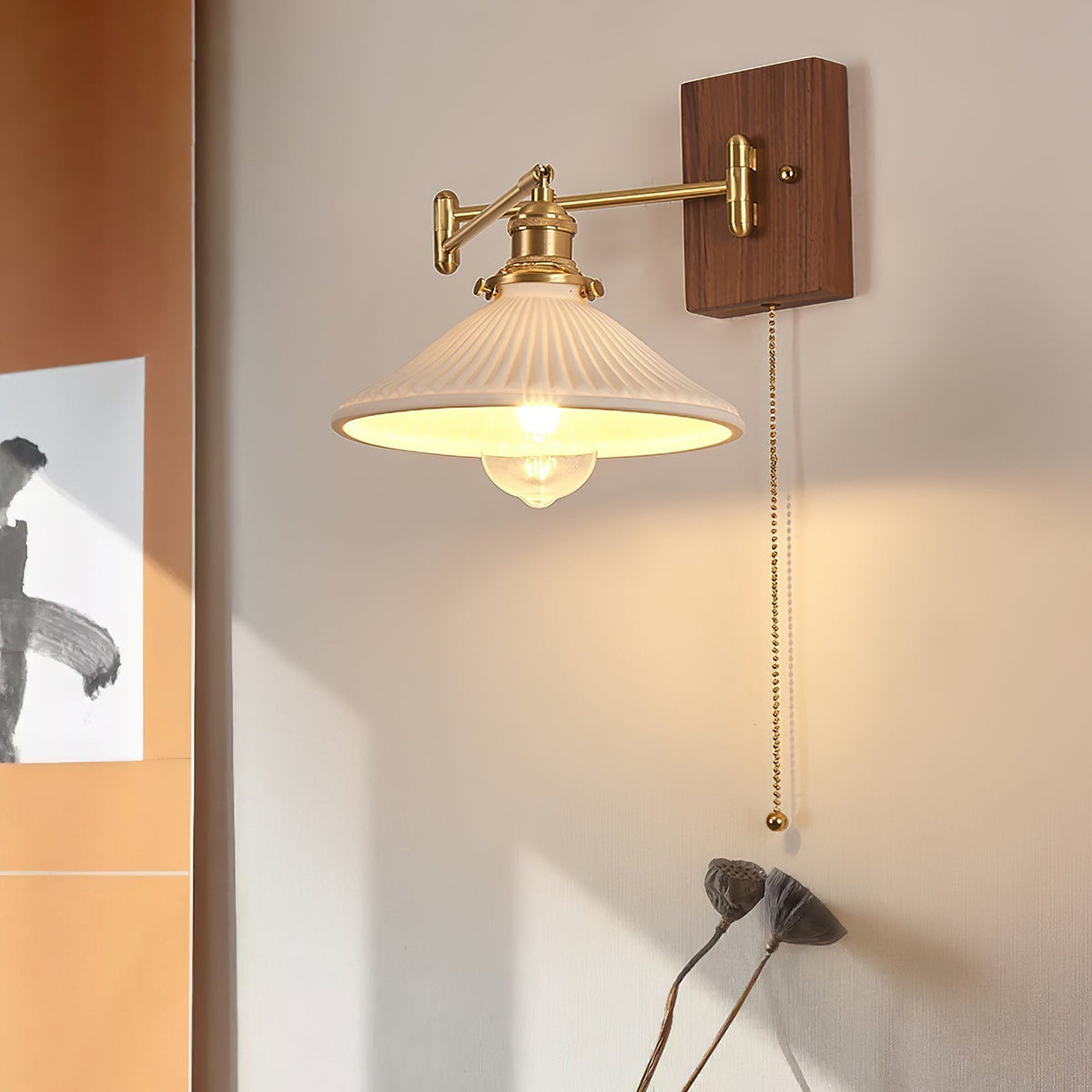 Umeris aplique de pared elegancia Vintage de madera nogal