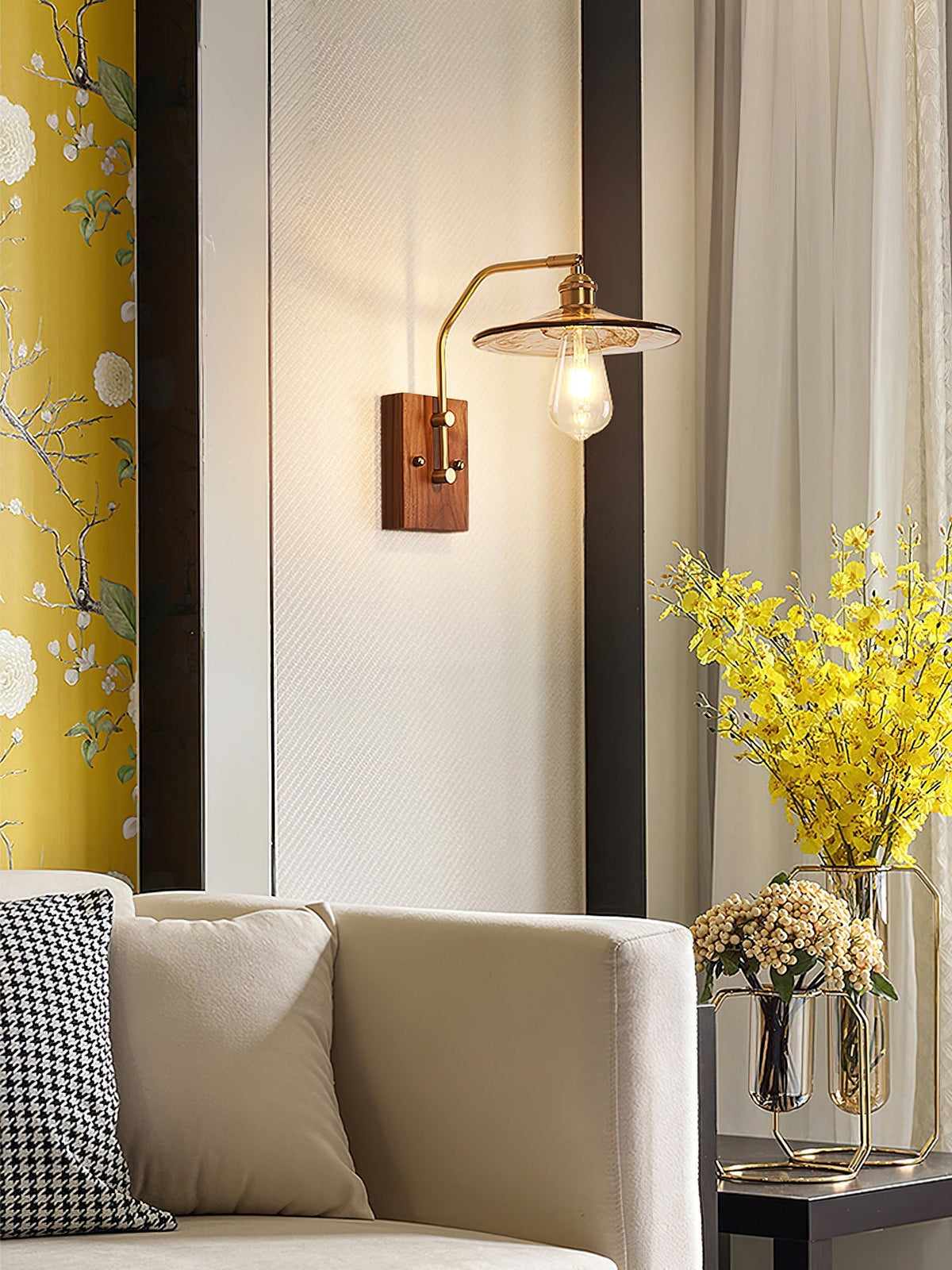 Umeris aplique de pared elegancia Vintage de madera nogal