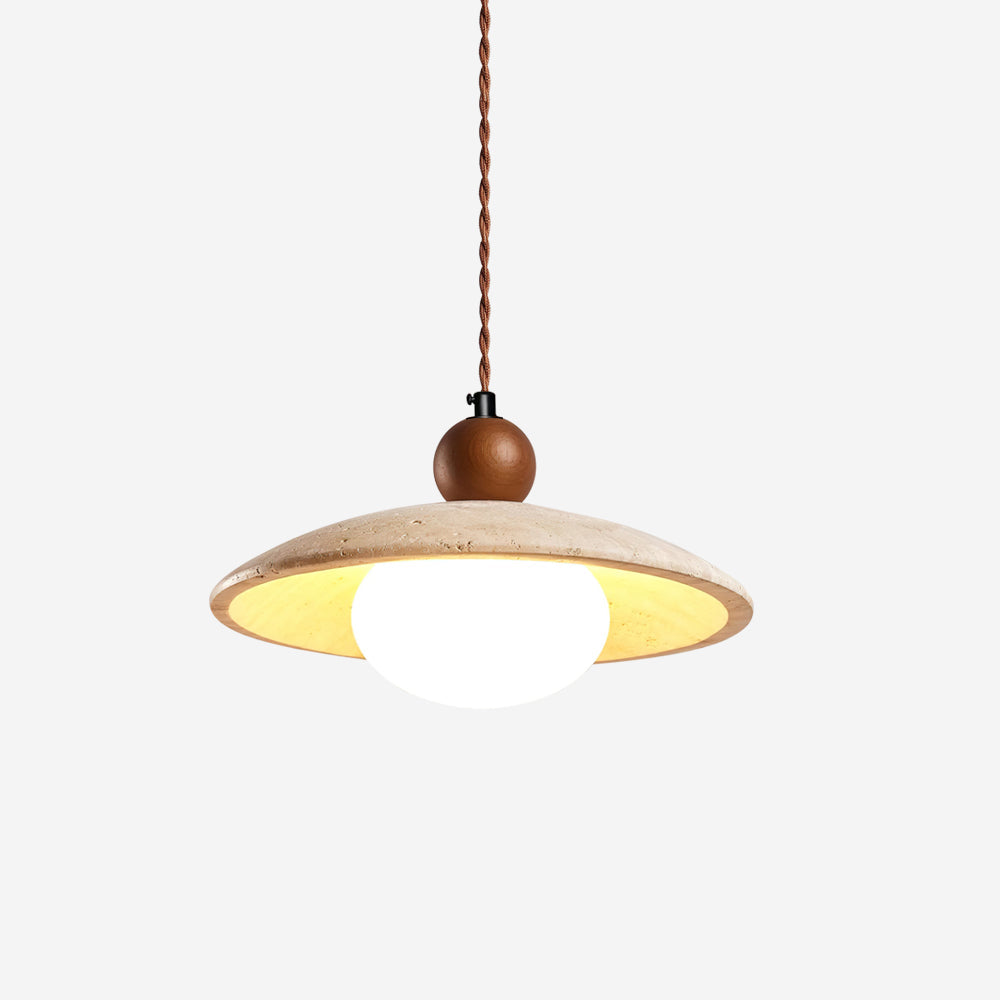Travaro lámpara colgante de travertino con acento de madera