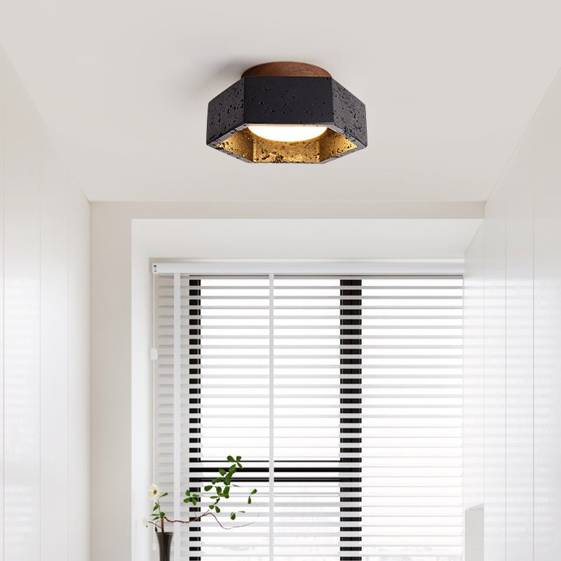 Hexara lámpara de techo hexagonal negra en travertino