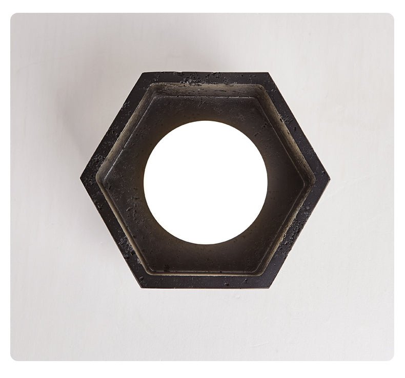 Hexara lámpara de techo hexagonal negra en travertino