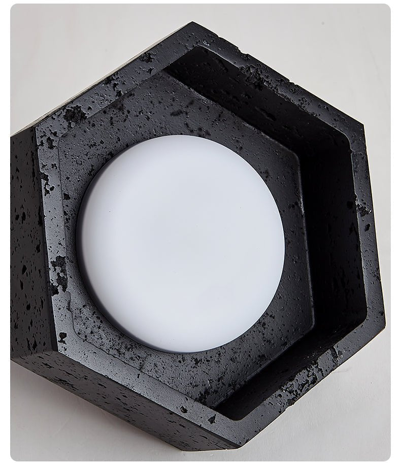 Hexara lámpara de techo hexagonal negra en travertino