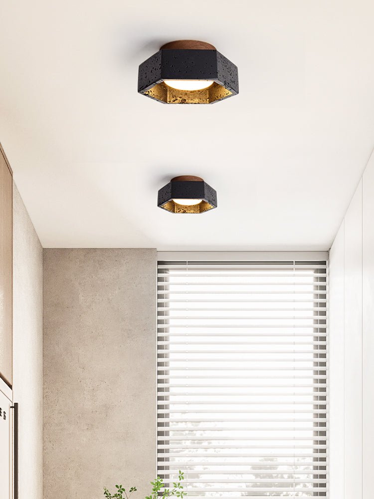 Hexara lámpara de techo hexagonal negra en travertino