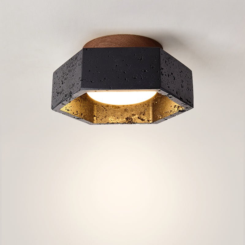 Hexara lámpara de techo hexagonal negra en travertino