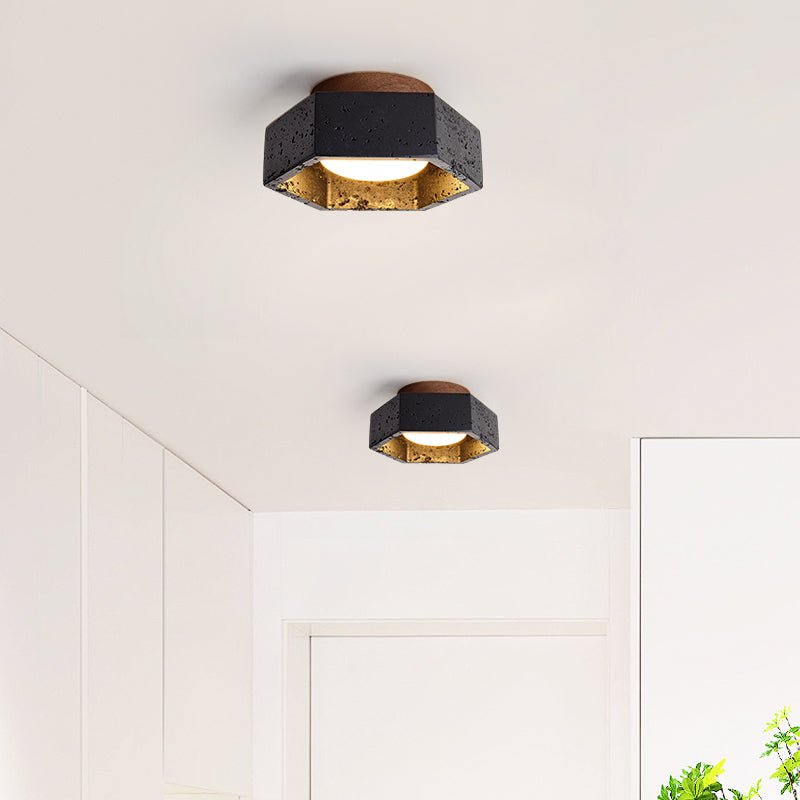 Hexara lámpara de techo hexagonal negra en travertino